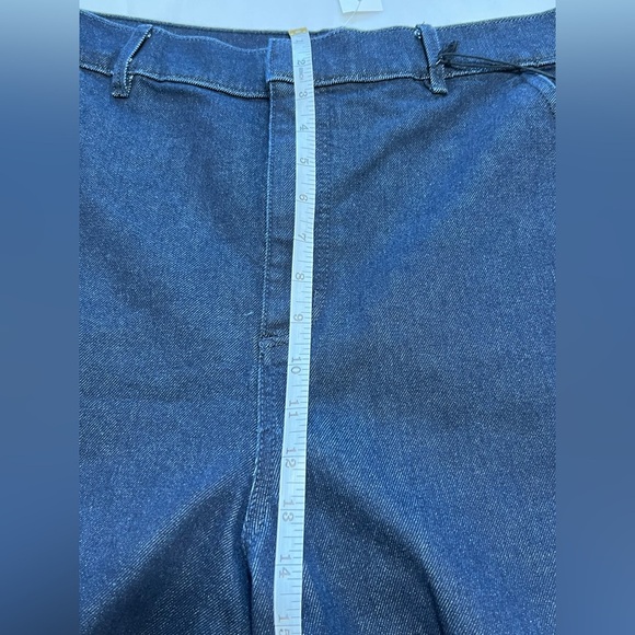 New Ann Taylor The Trouser Denim High Rise Wide Leg Jeans Size 12T Dark Wash - Picture 6 of 11